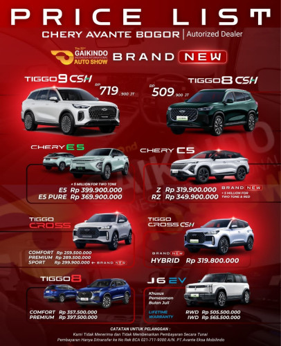 Pricelist Harga Chery botanisquarebogor 2025